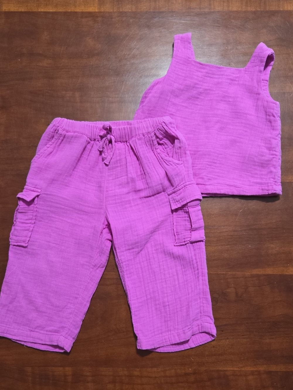 GAP Baby Bright Magenta Gauze Tank and Pants Set Size 2t